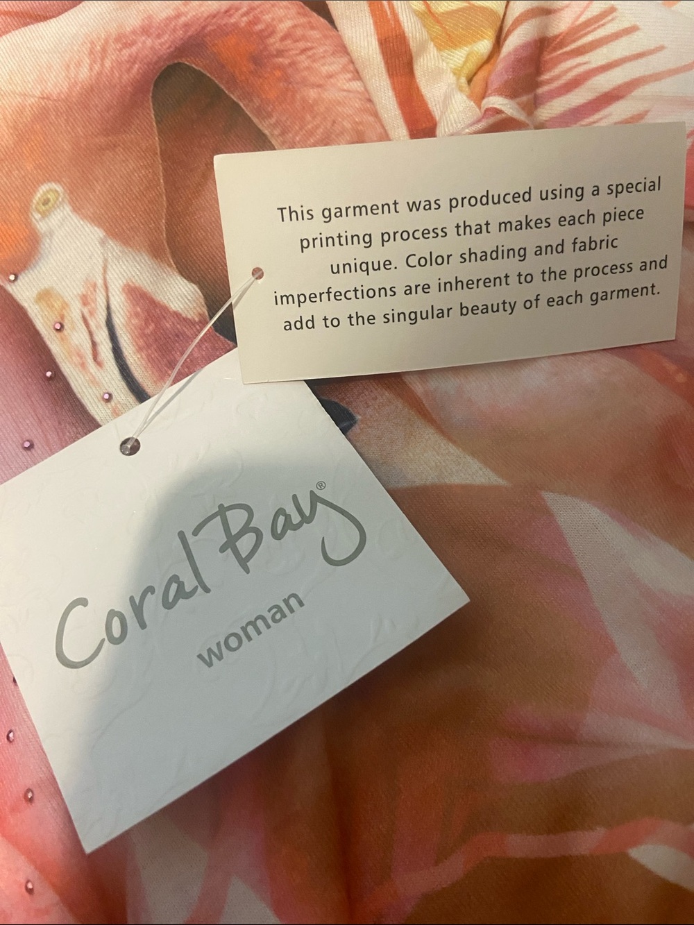 🌸Coral Bay Pink Flamingo & Tropical Floral V-Neck Short Sleeve Top Size 2X - Picture 6 of 7